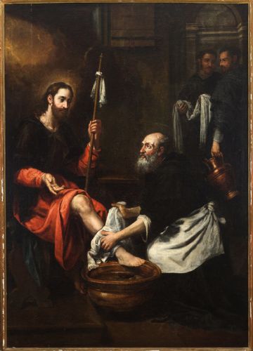 San Agustín lava los pies del Cristo peregrino
    
